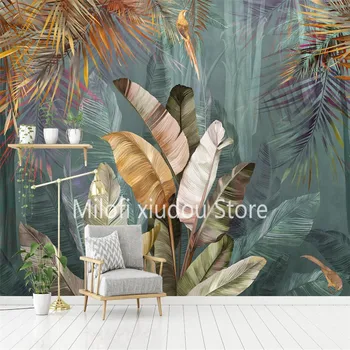 Custom 3D Plakatas Sienų Tapetai Tropinių Augalų Miško Bananų Lapų Flamingo Foto Sienos Dokumentų Namų Dekoro Kambarį Miegamasis