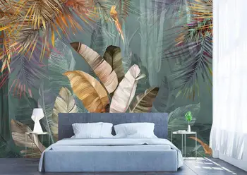 Custom 3D Plakatas Sienų Tapetai Tropinių Augalų Miško Bananų Lapų Flamingo Foto Sienos Dokumentų Namų Dekoro Kambarį Miegamasis
