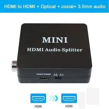 Hdmi audio extractor HDMI į HDMI ir Optinis TOSLINK SPDIF + 3,5 mm Stereo Audio Extractor Konverteris HDMI Audio Adapteris, Splitter