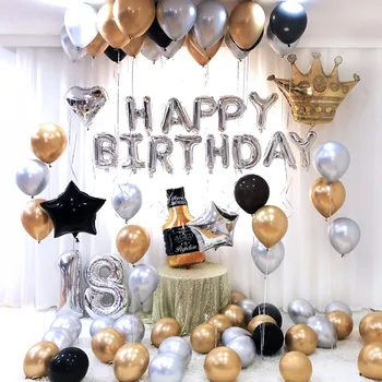 Berniukas / mergaitė, 18 ojo gimtadienio dekoravimo foliją ir latekso mišinio auksas, sidabras mėlyna helio balionas 32inch skaičius 16inch laišką kamuolys