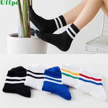5 poros/daug Moterų, Vyrų Kojinės Medvilnės japonijos korėjiečių harajuku stiliaus kojinės Atsitiktinis dryžuotas trumpas įkrovos kojinės meias calcetines kawaii