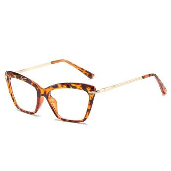 Derliaus Cat Eye Plokščio Veidrodžio Moterų Metalo Skaidrus Multi Briaunotas Krištolo Unisex Akiniai очки для зрения