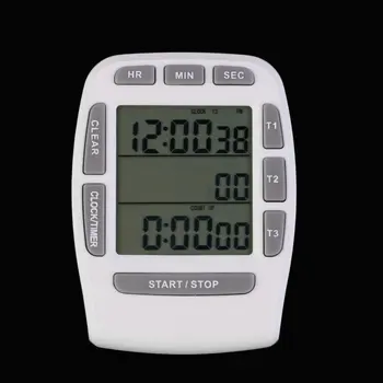 1 Vnt Triple Laikmatis Laikrodis virtuvės Valgių 3-Linija, Signalizacija LCD Skaitmeninis Skaičiuoti karšto pardavimo KT001 multi-function