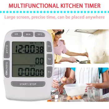 1 Vnt Triple Laikmatis Laikrodis virtuvės Valgių 3-Linija, Signalizacija LCD Skaitmeninis Skaičiuoti karšto pardavimo KT001 multi-function