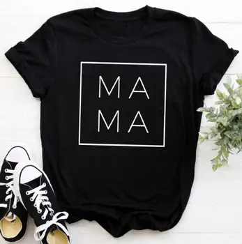 YEMUSEED Moterys T-shirt MAMA Spausdinimo Tee marškinėliai Atsitiktinis Viršūnių O-Kaklo T-shirt FFV246