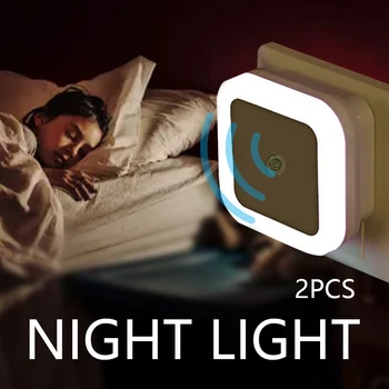 2VNT LED Naktį, Šviesos, Judesio Jutiklis Šviesos Mini EU Plug Naktį šviesos Lempos Vaikams, Vaikų Kambarį, Miegamojo Apšvietimas Apšvietimas