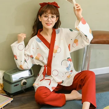 Japonų Medvilnės Yukata Pižama Dviejų dalių, Nustatyti Japonijos Kimono Tradicinių Azijos Drabužius Moteris Yukata Japonijos Pižama FF2988