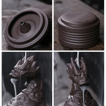 Rankų Darbo Keramikos Moliuskui Smilkalų Degiklis Amatų Darbalaukio Feng Shui Smilkalų Degiklis Dragon Formos Dūmų Krioklys Smilkalų Degiklis
