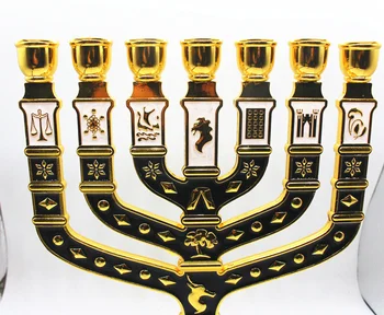 Aukso Septynių Filialas Menorah 12 Izraelio Genčių, Žydų Žvakių Laikiklis
