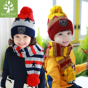 Kocotree 1 iki 4 Metų amžiaus Vaikai Du Gabalus Žiemos Skrybėlę Ir Skara 4 Spalvų Berniukų Ir Mergaičių, Žiemą Šilta Kepurė