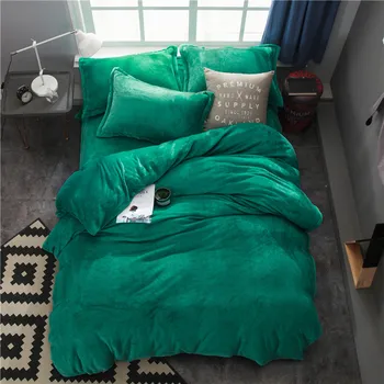 Žalia Žiemos vilnos patalynės komplektas AB pusėje antklode padengti flanelė vilnos butas lapas 3/4pcs kietas namuose lova nustatyti caroset lovos užvalkalai šiltas