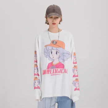 Japonijos Harajuku Streetwear Pora Marškinėliai Anime Juokinga Long Sleeve Tee Marškinėliai 2020 M. Pavasario Mados Grafinis Tees Vyrų Drabužiai.