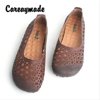 Careaymade-Vasaros naujas Originalus Vintage grynas Rankų darbo natūralios Odos laisvalaikio Bateliai,hollowing iš vienodo vieną batai,3 spalvų