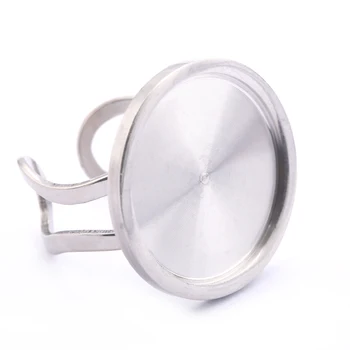 3pcs Nerūdijančio Plieno Cabochon Žiedas Bazės Nustatymo Tinka 20mm Apvalus Stiklas Kamėja Bezel Padėklai 