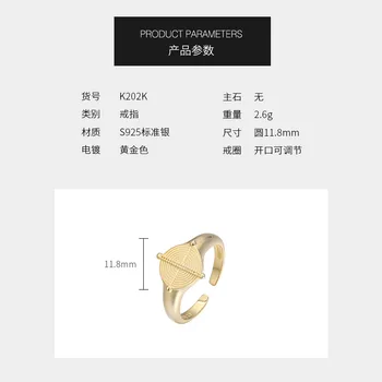 Japonų dizaino papuošalų S925 Sterlingas Sidabro Atidarykite reguliuojamas žiedo moterų geometrinis turas juvelyriniai dirbiniai didmeninė žiedas
