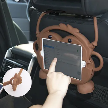 Automobilio galinė Sėdynė Tablet Atveju Stovas iPad mini 1 2 3 4, Pagalvėlės Mount Turėtojas Silikono Animacinių filmų Padengti Vaikams Vaikų Namuose Lova