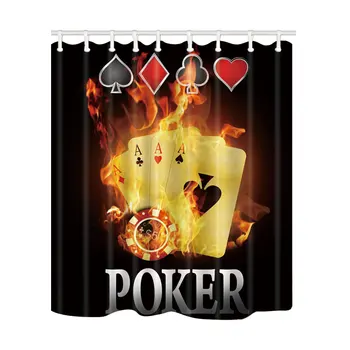 Pokerio Dušo Užuolaidos Kūrybinis Dizainas Vonia, Ekranai, Namų Puošybai Poliesterio Audinys atsparus Vandeniui ir Miltligė Įrodymas, su 12 Kabliukų