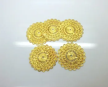 Nemokamas pristatymas-50 Vnt Aukso Tonas Filigranas Gėlių Apsiaustas Jungtys Metalo Amatų Dovana Apdaila 