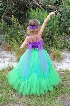 Princesė Arielis Įkvėpė Atitikimo Mergina Tutu Sukneles Raudonos ir Žalios Undinė Cosplay Baby Girl Drabužiai Halloween Party