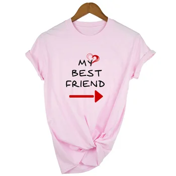 Mano Geriausias Draugas, Meilė Spausdinti Moterų Atitikimo Marškinėliai trumpomis Rankovėmis Vasarą Geriausia Sesuo Draugai BFF Atsitiktinis Moterų Tees Viršūnes Ropa Mujer