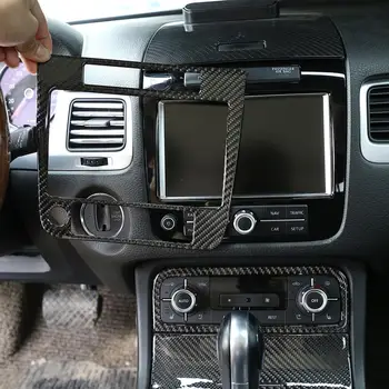 Minkštas Nekilnojamojo Anglies Pluošto 3D Lipdukas Konsolė GPS Navigacijos Padengti Apdaila Volkswagen Touareg 2011-2018 Modeliai Priedai