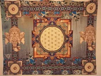 Klasikinio Dramblys Mandala Gobelenas Sienos Kabo Bohemijos Gėlės Namuose Dekoratyvinės Sienų Gobelenas Lovatiesė Sofa Dangtis