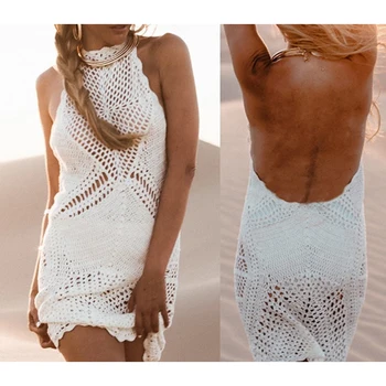 Naujas Seksualus maudymosi kostiumėlis Megztas Tunikas Paplūdimio Bikini Padengti Ups, 2021 Nėrimo Paplūdimio Suknelė Pareos Moterų Plaukti dėvėti Maudymosi kostiumą Dangtis