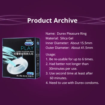 Durex Malonumas Žiedas Prezervatyvą Plėtros Varpos Rankovės antgalis Extender Sekso Žaislai Produktų Daugkartinio naudojimo Prezervatyvai Vyrams Ejakuliacijos Užlaikymas