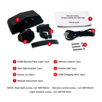 2200mAh Dviratį Uodegos Šviesos USB Įkrovimo Belaidžio Vandeniui MTB Saugos Pažangi Nuotolinio Valdymo Ruožtu Pasirašyti Dviračių Šviesos Lempos