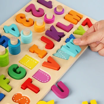 Kūdikių Montessori, juguetes de matemáticas en forma de naktų, Emparejamiento, tablero de conteo de aprendizaje lt preescolar, de