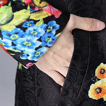 2020 m. Moteris Rudens, Žiemos, Derliaus Spausdinti Slim Siuvinėjimo Plius Dydžio Megztinis Ilgas kailis Kinijos Nacionalinio Stiliaus Tranšėjos viršutinių drabužių siuvimas