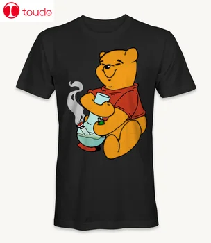 Dūmų Winnie-The-Pooh Marihuanos, Kanapių Piktžolių 420 Juokingas Animacinių Filmų Black T-Shirt