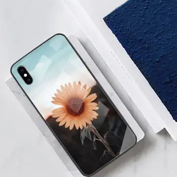 Gėlės Saulėgrąžų Telefono dėklas Skirtas Iphone 11 12 Pro Max XR 8 PLIUS Padengti Atveju Stiklas 