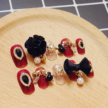 Royal stilius Derliaus vynas, raudonas, su magnetu juoda gėlė 3D netikrą nagai Japonijos gryna spalva UV gelio netikrus nagus lady gelio nagų patarimai