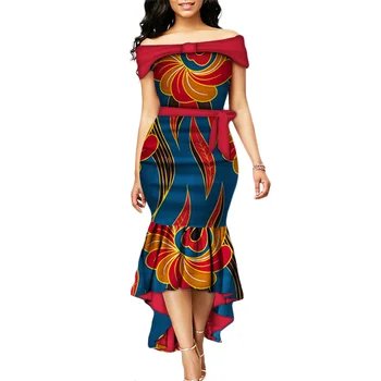 Aukštos Kokybės Vestidos Šalis Afrikos Spausdinti Suknelės Moterims heidi bazin Riche Ilgai Mermaid Dress Tradicinių Afrikos Drabužių WY3227