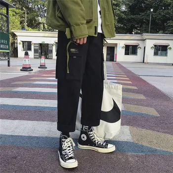 Poilsiu Punk Krovinių Kelnės Moterims Harajuku Streetwear Didelis Juosmens Haremo Kelnės Multi-pocket Atsitiktinis korėjos Baggy Moterų Kelnės