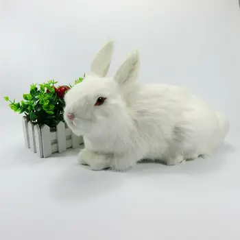 Didelis naujų modeliavimas white rabbit žaislas mielas triušis modelis dovana 33x16x22cm