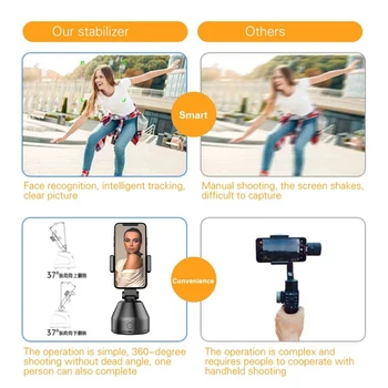 Nešiojamų All-in-one Smart Auto Fotografavimas Selfie Stick , 360 Sukimosi Auto, Veido Sekimo Objekto Stebėjimas vlog Kamera Telefono Turėtojas