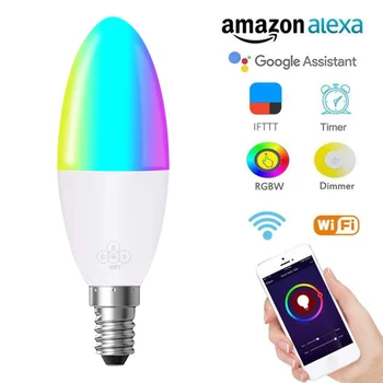 WiFi Smart Lempos Žvakių Lemputė E27 -E14 RGB Lemputė AC85-265V Pritemdomi Paramos Alexa / 