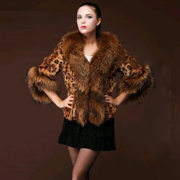 Leopardas Spausdinti Dirbtiniais Fox Fur Coat moteriški Drabužiai Žiemos 2020 m. Europos ir Amerikos Mados Ypač Moterų Šiltas Pūkuotas Striukė