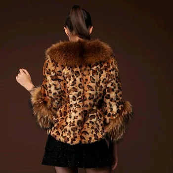 Leopardas Spausdinti Dirbtiniais Fox Fur Coat moteriški Drabužiai Žiemos 2020 m. Europos ir Amerikos Mados Ypač Moterų Šiltas Pūkuotas Striukė