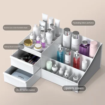 Internete celebrity kosmetika talpinimo odos priežiūros produktus, lūpų dažai, dulkių lentynos bendrabutyje apdailos darbalaukio odininkas saugojimo dėžutė