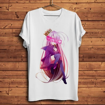 Japonija ACGN Anime Mergina Ne Žaidimas, Ne Gyvybės Juokingi Marškinėliai Vyrams Naujas Baltos spalvos Atsitiktinis Trumpas Marškinėlius Homme Kietas Unisex Streetwear T-shirt