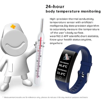 LIGE Termometras Smart Watch Vyrai Moterys Sveiką Širdies ritmas, kraujospūdžio Stebėsenos Matuoti kūno temperatūrą Smart Apyrankė