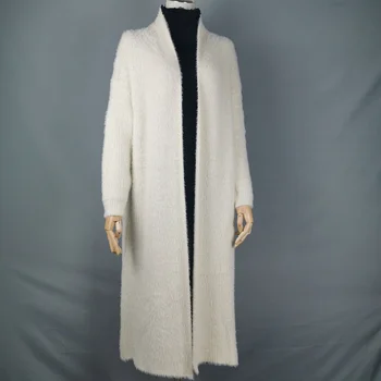 Sintetinių Audinių Kašmyrui Džemperis Cardigan Moterų Žiemos Paltai Batwing Rankovėmis Megzti Ilgas Megztinis Storas Plius Dydžio Pūkuotas Megztiniai