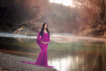 SLYXSH Moterų Undinė Sijonas Motinystės Fotografija Rekvizitai Suknelė Nėštumo Nėrinių Suknelės nėščiosios fotosesiją Drabužiai