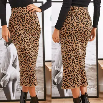 Rudenį Aukšto Juosmens Leopardas Spausdinti Midi Sijonas Moterų Sijonai Paketo Klubo Stiliaus Gyvūnų Spausdinti Sijonas Mados Seksualus Šalies Moterų Sijonai