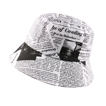FOXMOTHER Juoda Balta Laiškas laikraščio Spausdinimo Saulės Skrybėlę Mados Žvejys Kepurės Vyrams, Moterims, Gatvės, Hip-Hop Kibiro Kepurę Žvejybos Bžūp