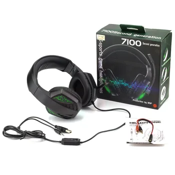 Cool Mados Ausinių 7100 360° Žaidimų Headset PC Per ausis garso Izoliaciją LED Ear-Cup Stereofoninė laisvų Rankų įranga