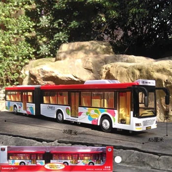 Lieti Pailginti Autobusų Balso Dvigubai Festivalis Laimingas Autobusų Automobilio Modelį su Garso ir Šviesos/Traukti Atgal, Vaikų Žaislas Automobilis